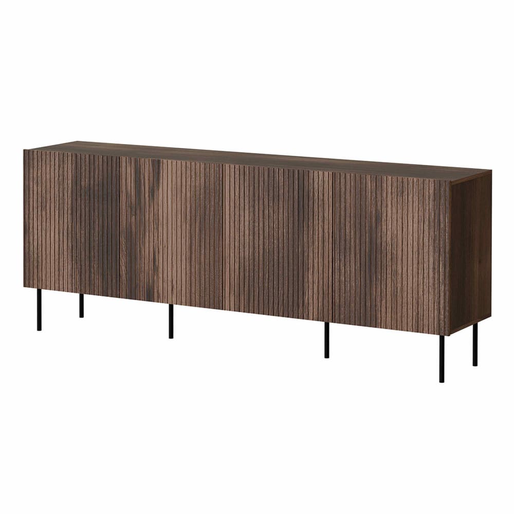 Buffet bas 4 portes 4 étagères L201cm effet bois