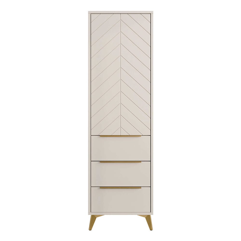 Buffet haut 3 tiroirs 2 étagères 1 porte L54cm beige