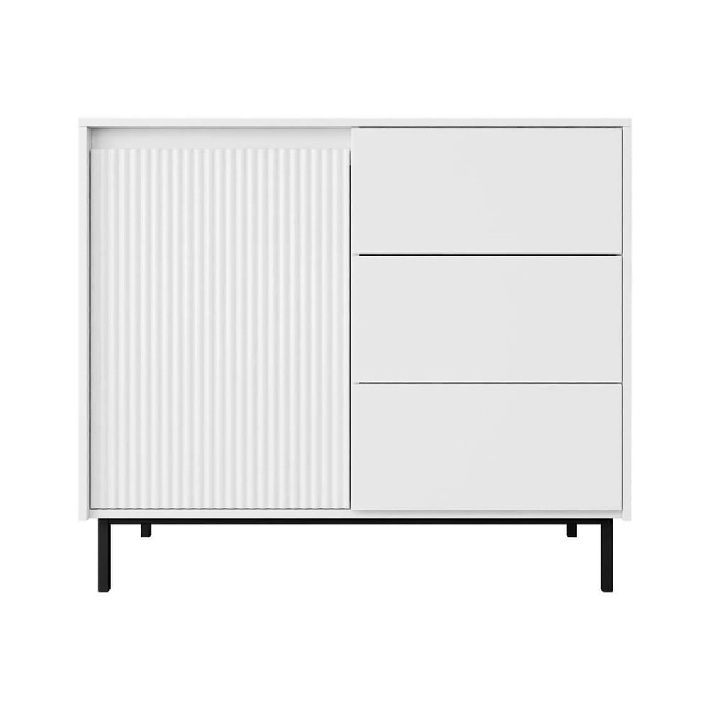 Buffet bas 3 tiroirs ouverture par pression L103cm blanc