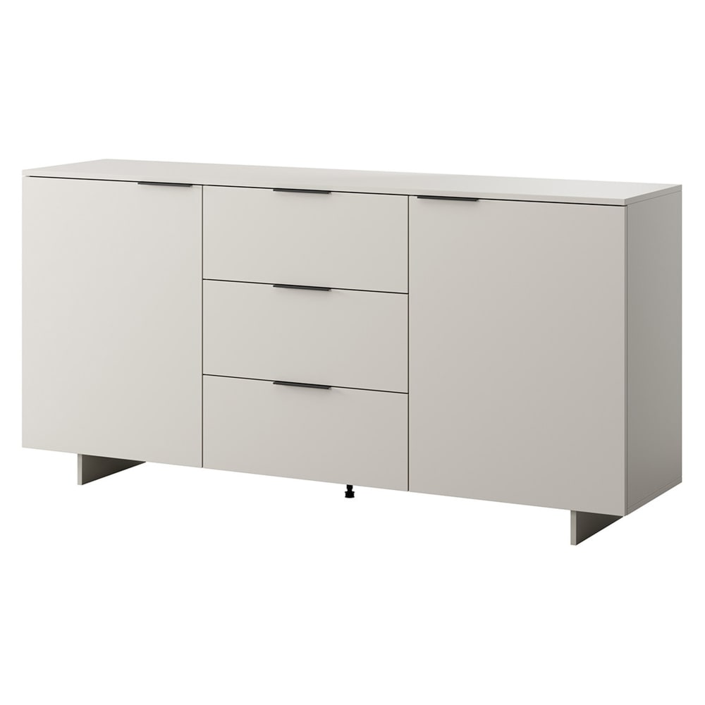 Buffet bas 2 portes 3 tiroirs 2 étagères L180cm beige