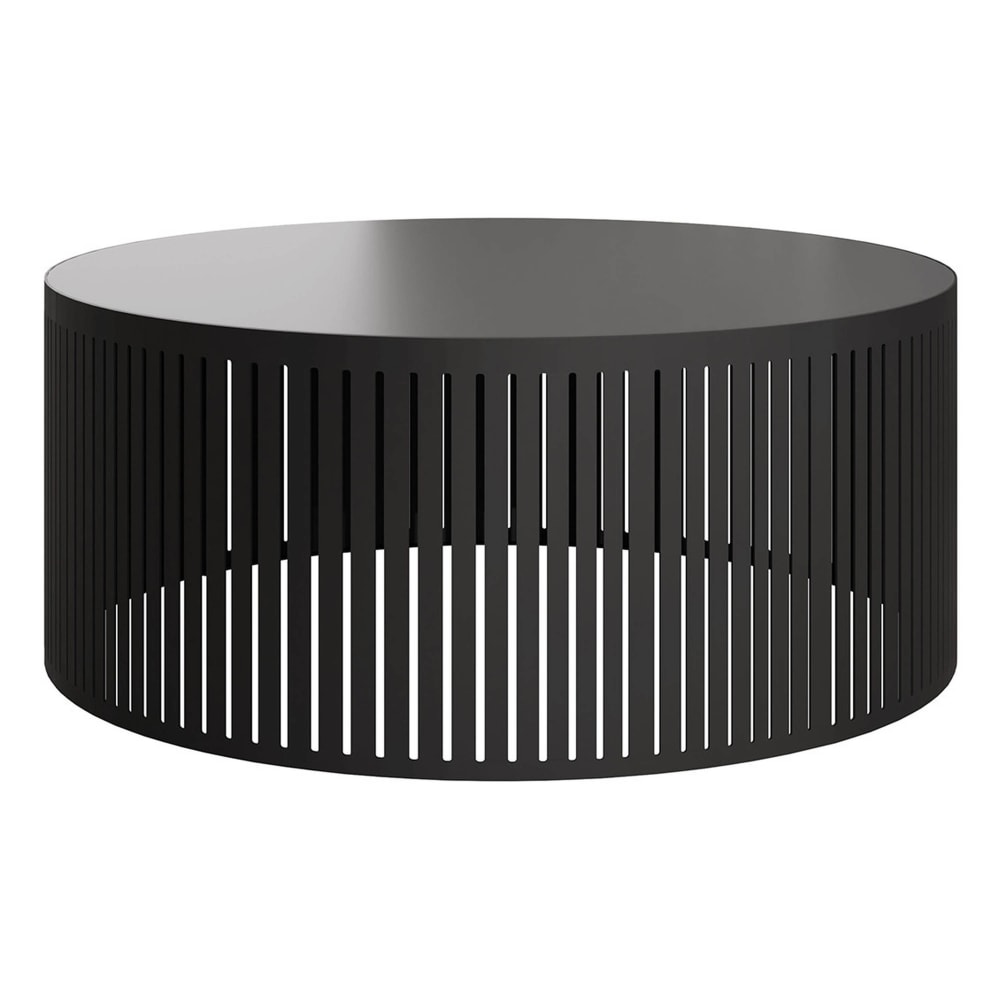 Table basse ronde en acier et métal noir D59