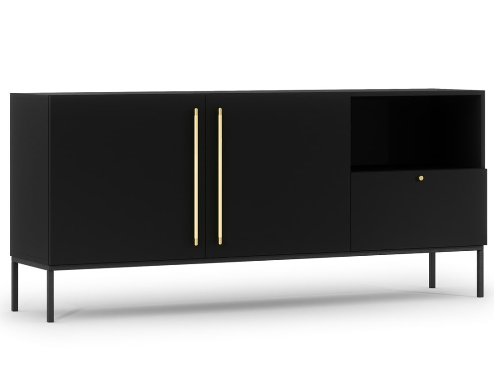 Buffet bas 2 portes style industriel L180cm noir