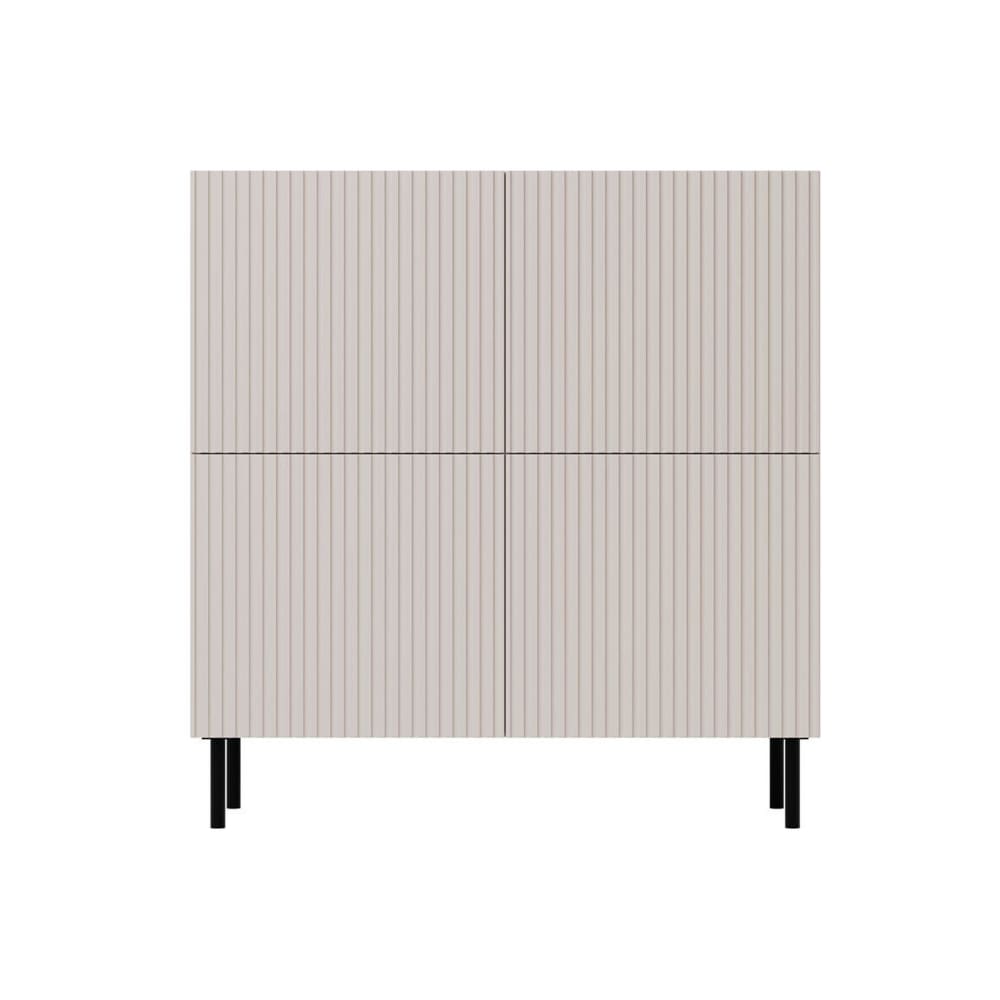 Buffet haut 4 portes 6 étagères L101cm écru