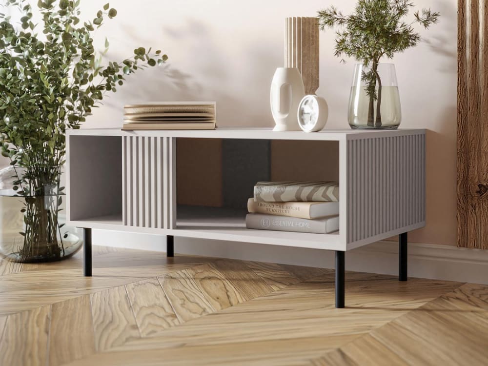 Table basse contemporaine 1 niche L92cm écru