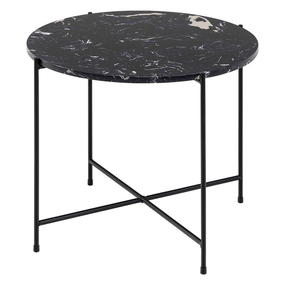 Table basse plateau en marbre L52cm noir