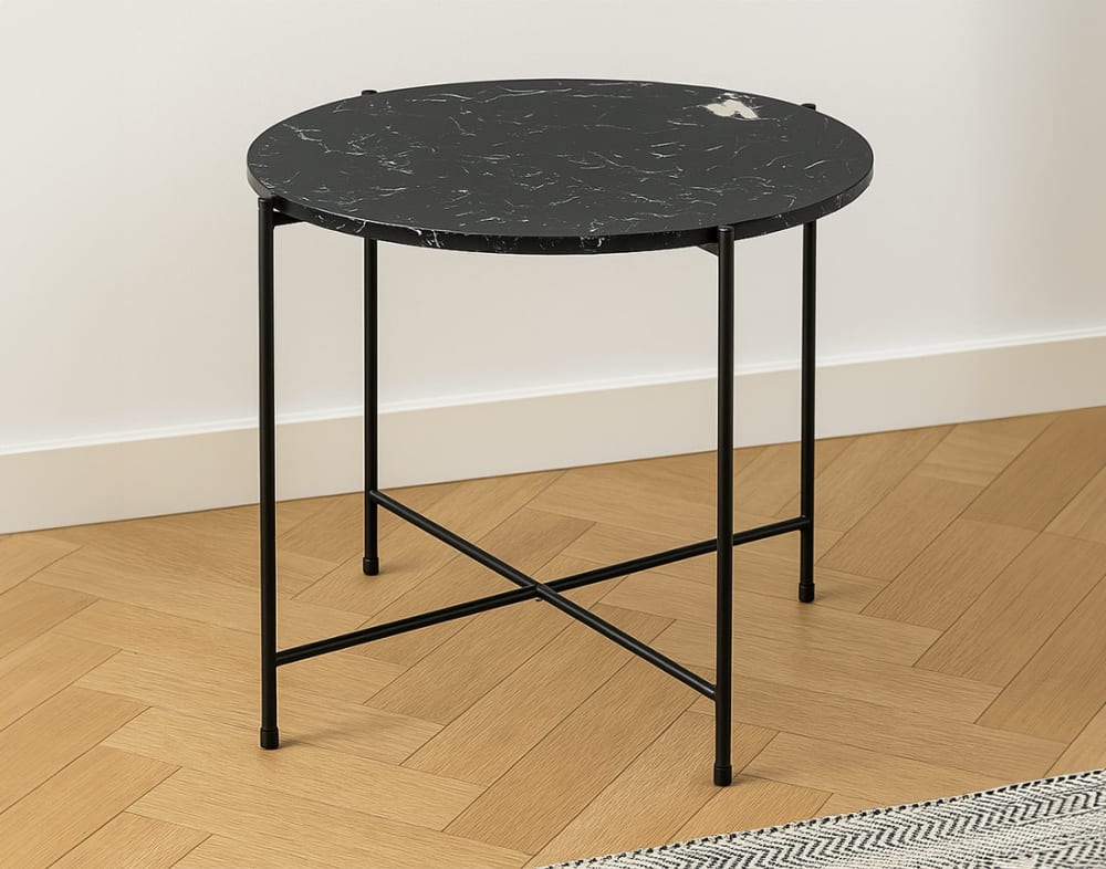 Table basse plateau en marbre L52cm noir