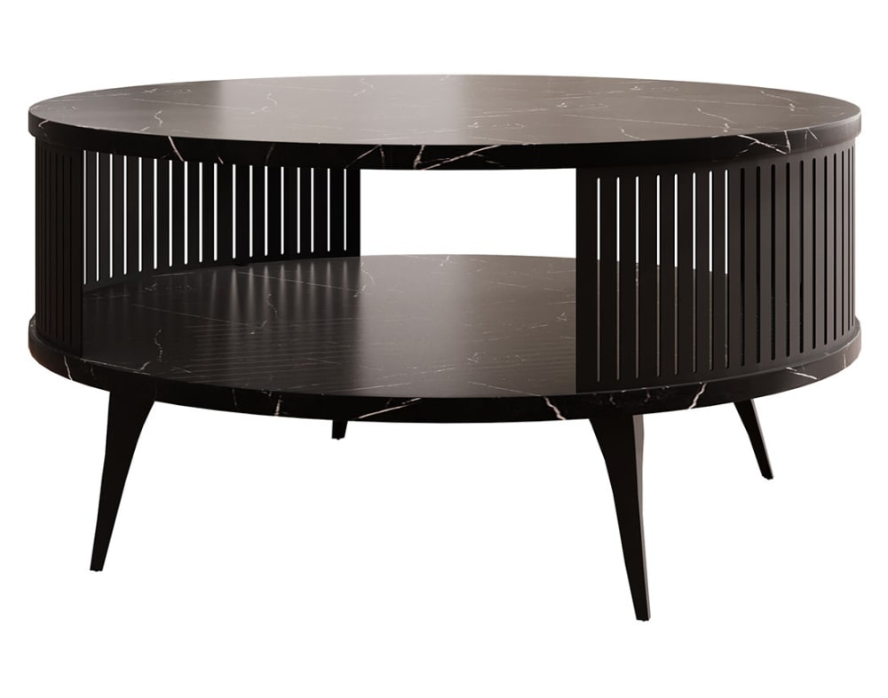Table basse ronde effet marbre noir D75