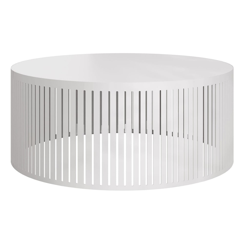 Table basse ronde en acier et métal blanc D59