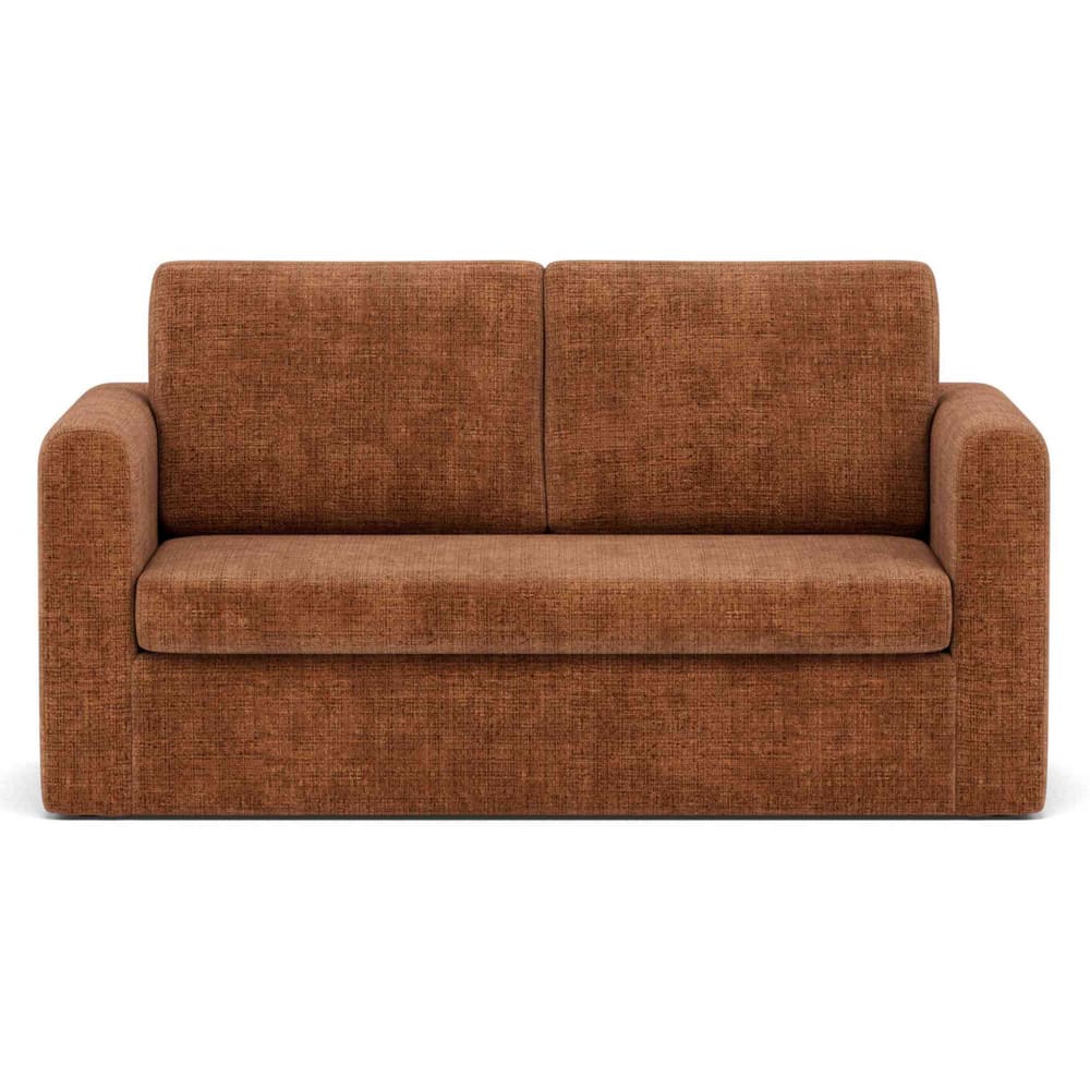 Canapé droit convertible 2 places en velours texturé terracotta