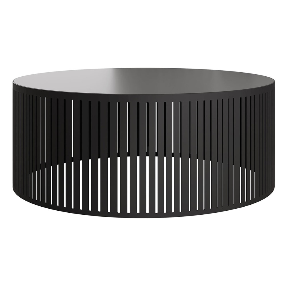 Table basse ronde en acier et métal noir D75