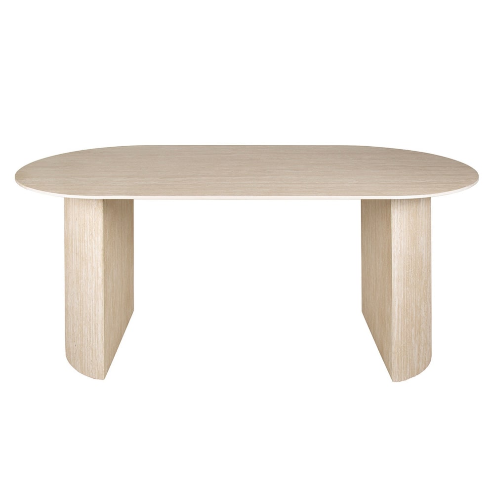 Table à manger 6 personnes effet bois travertin L180cm