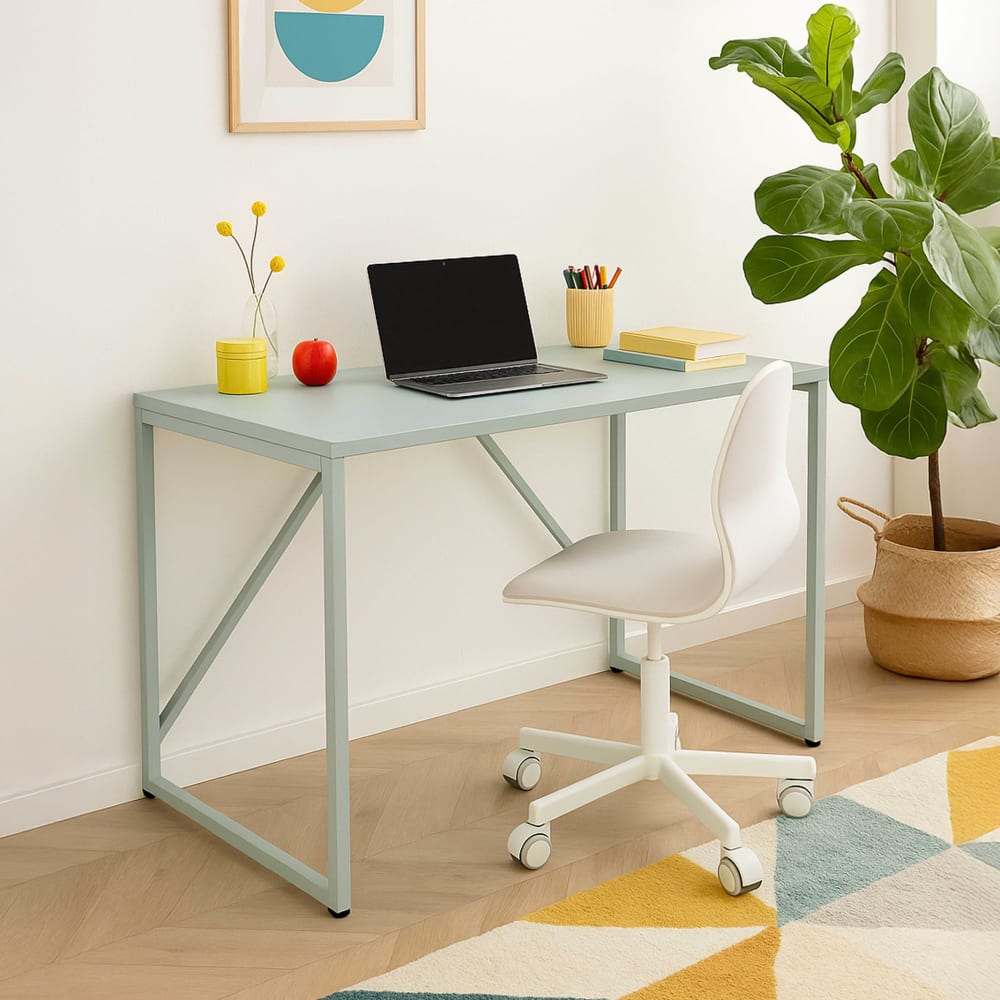 Moderner Schreibtisch L120 cm aus salbeigrünem Metall - Maisons