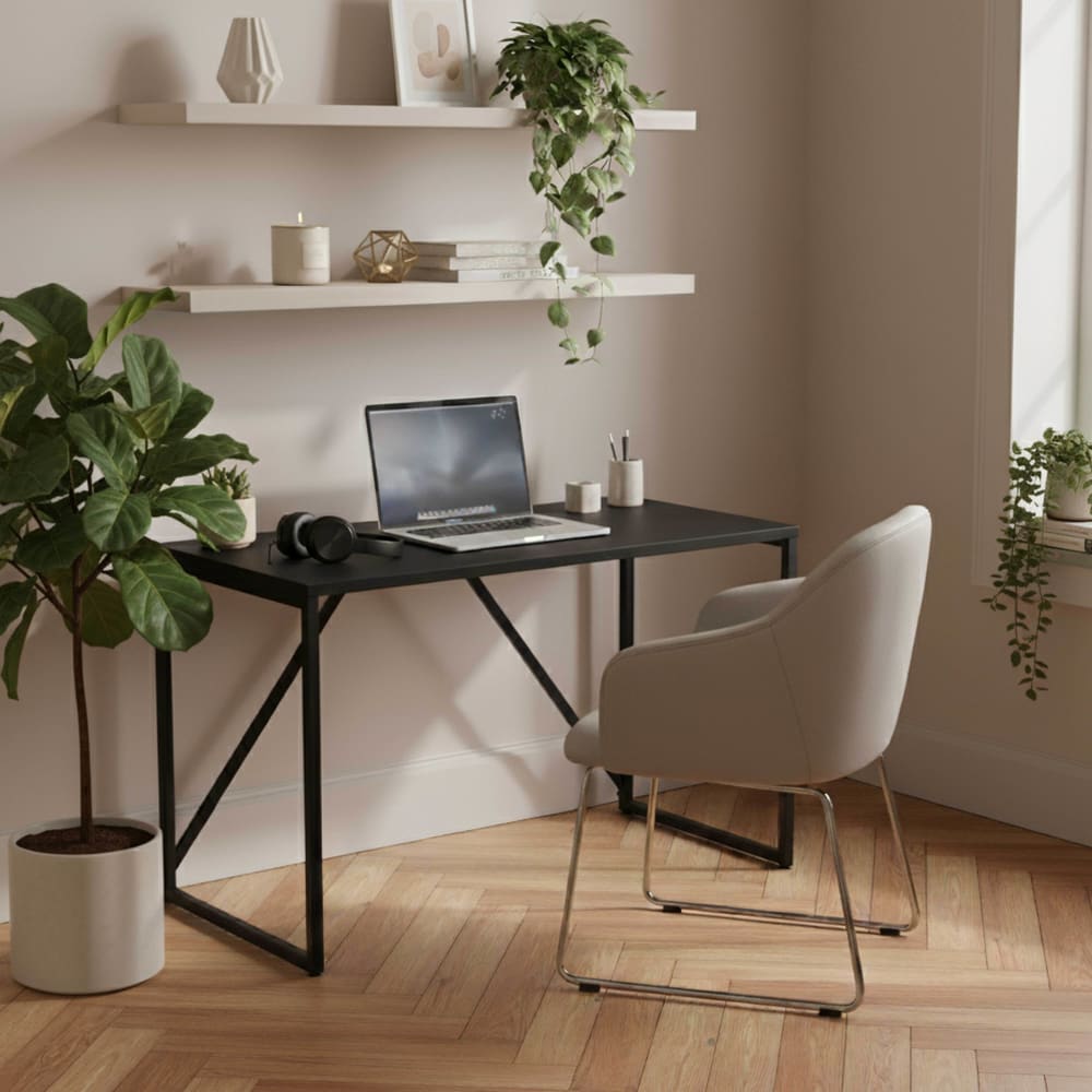 Moderner Schreibtisch L120 cm aus schwarzem Metall - Maisons Du