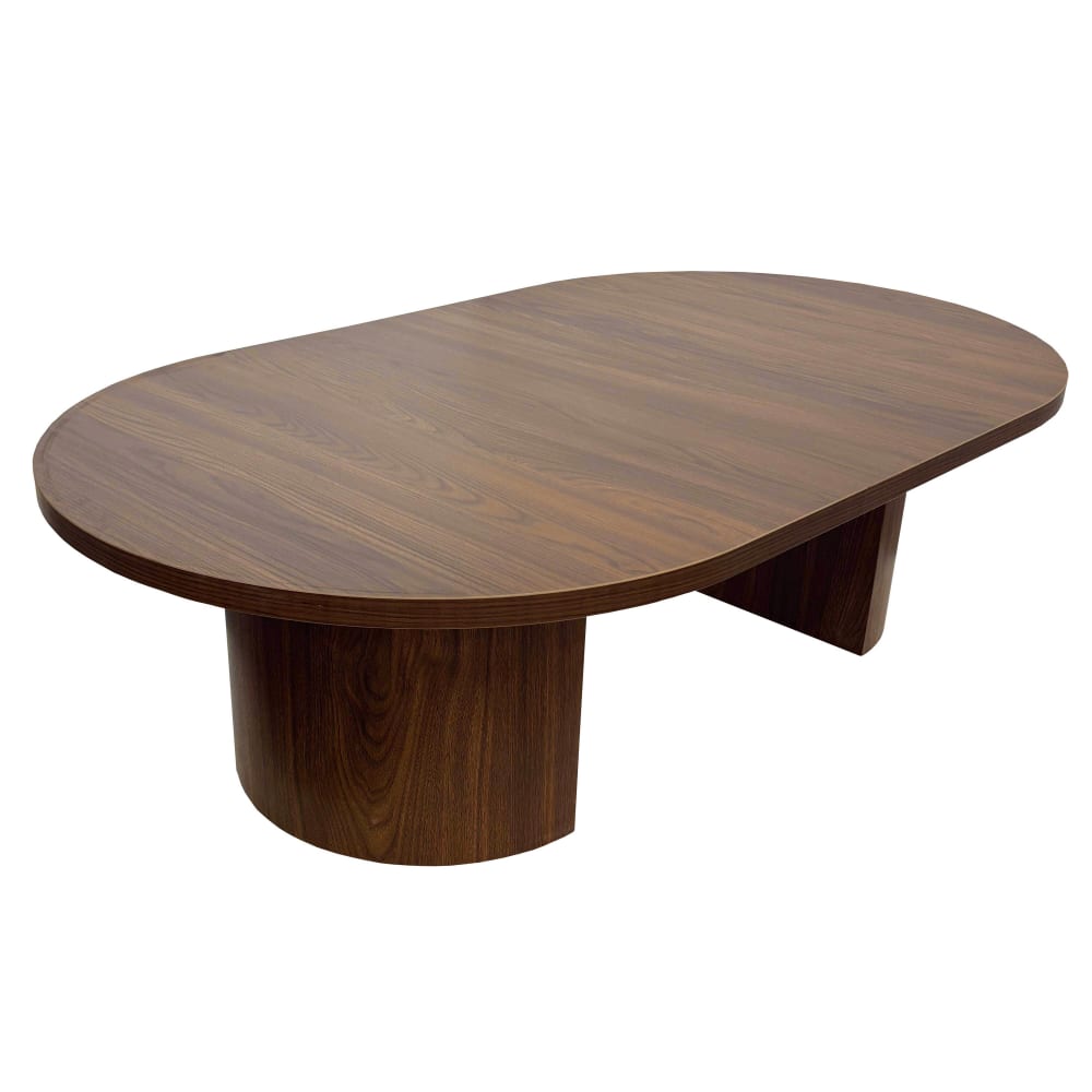 Table basse ovale 120 cm moderne effet bois foncé
