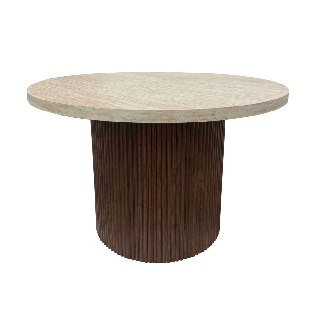 Table basse scandinave ronde 70 cm en bois foncé