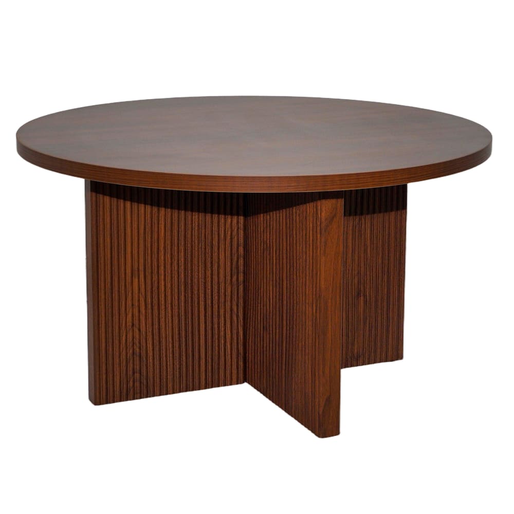 Oviala Skandinavischer runder Couchtisch 80 cm in dunkler Holzoptik Braun Holz