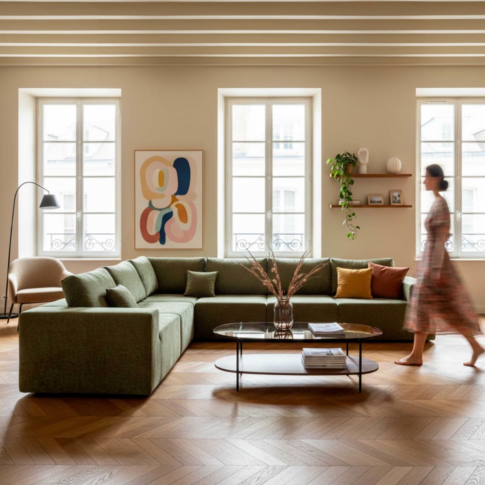Moderner ovaler Couchtisch L 120 cm aus braunem Glas - Maisons Du