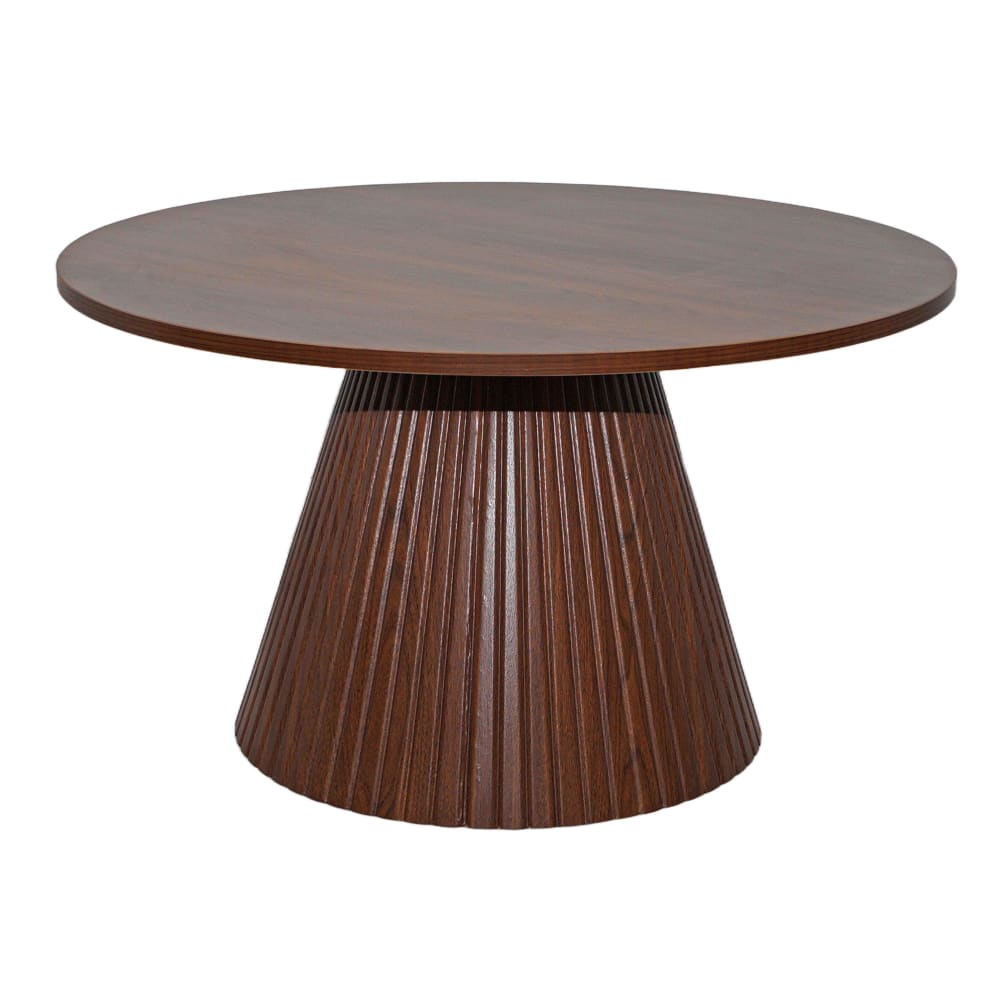 Table basse ronde 80 cm moderne effet bois foncé