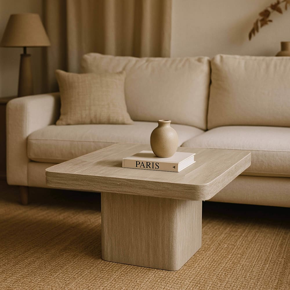 80 cm quadratischer Couchtisch mit natürlicher Optik - Maisons Du