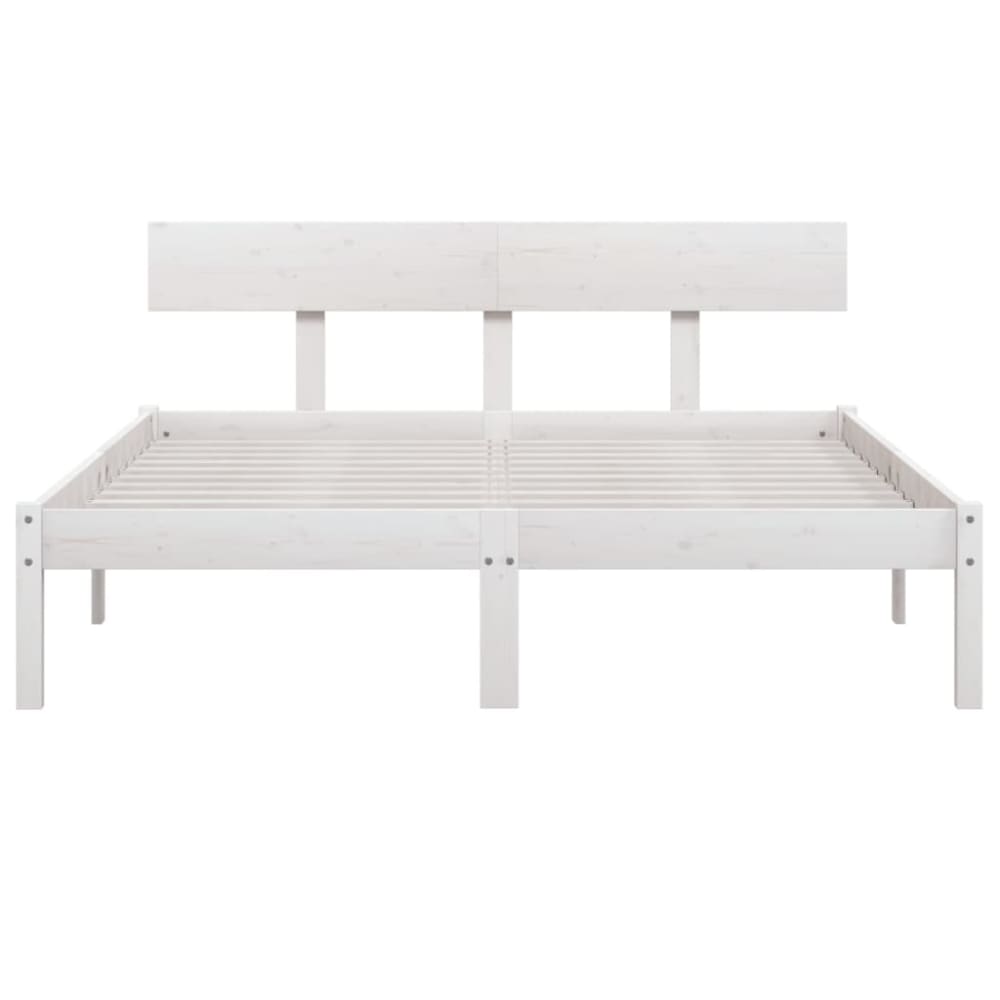 Lit double sans matelas bois blanc 140x190 cm