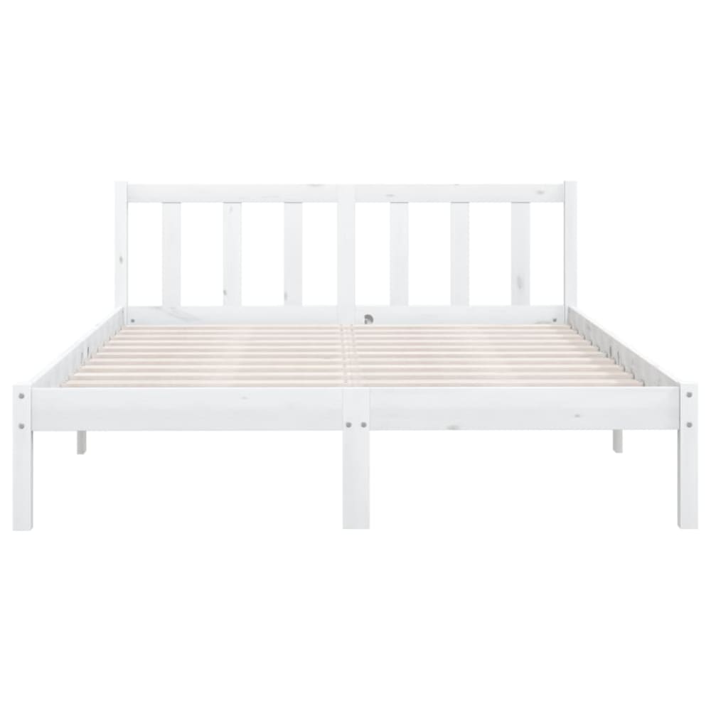 Lit double sans matelas bois blanc 140x190 cm