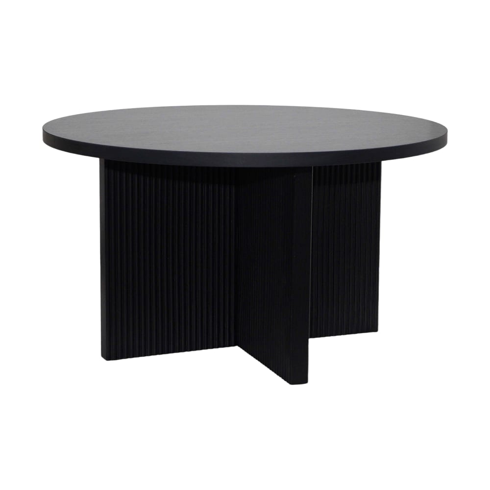 Table basse ronde 80 cm scandinave effet bois noir