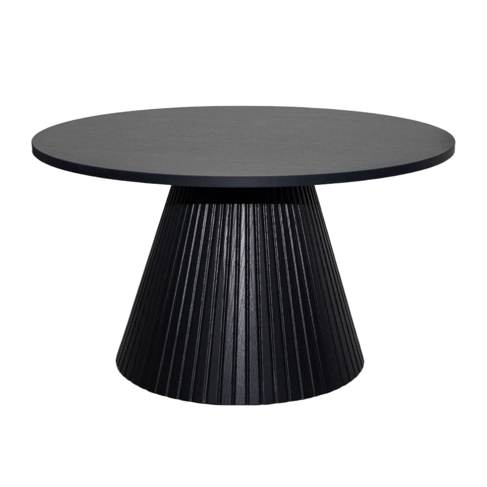 Table basse ronde 80 cm moderne effet bois noir