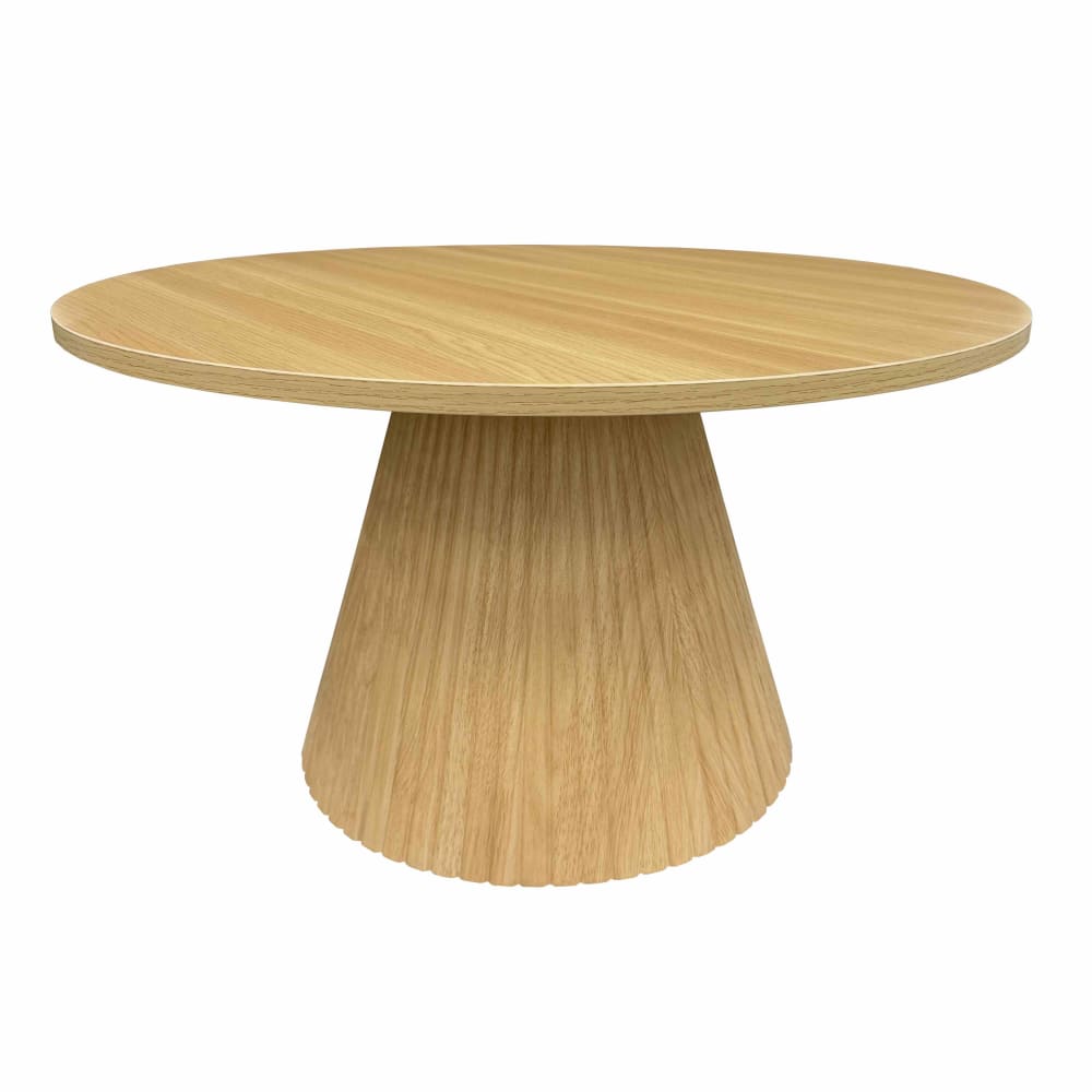 Table basse ronde 80 cm moderne effet bois clair