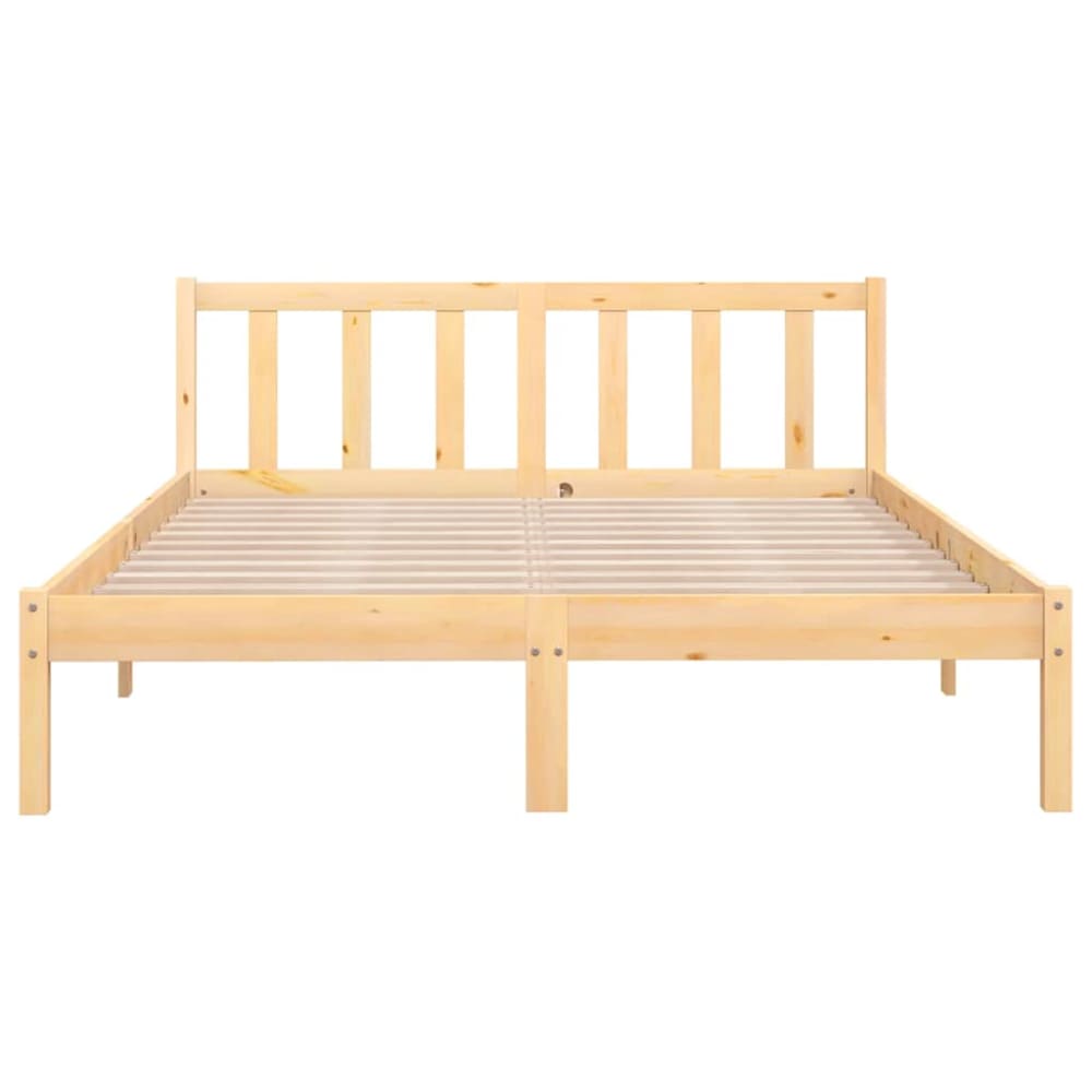 Lit double sans matelas bois beige 140x190 cm