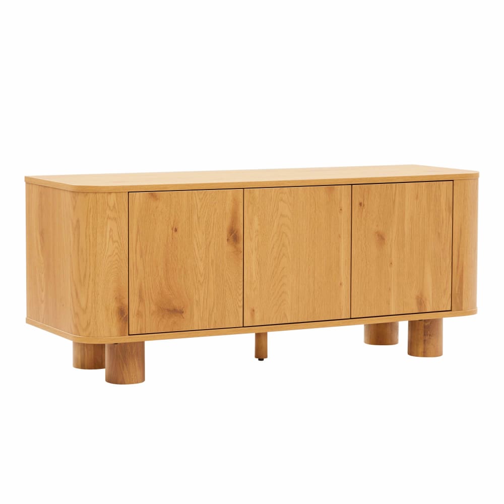 Meuble TV scandinave 3 portes L120 cm bois clair