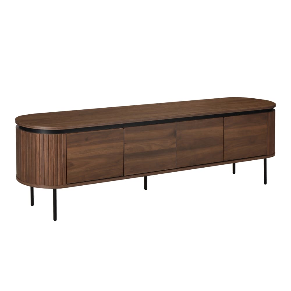 Meuble TV rectangulaire 2 portes L200 cm effet bois foncé