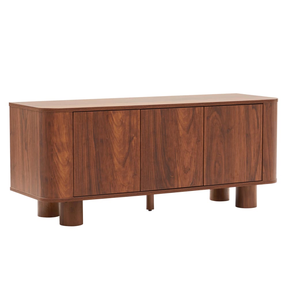 Meuble TV scandinave 3 portes L120 cm bois foncé