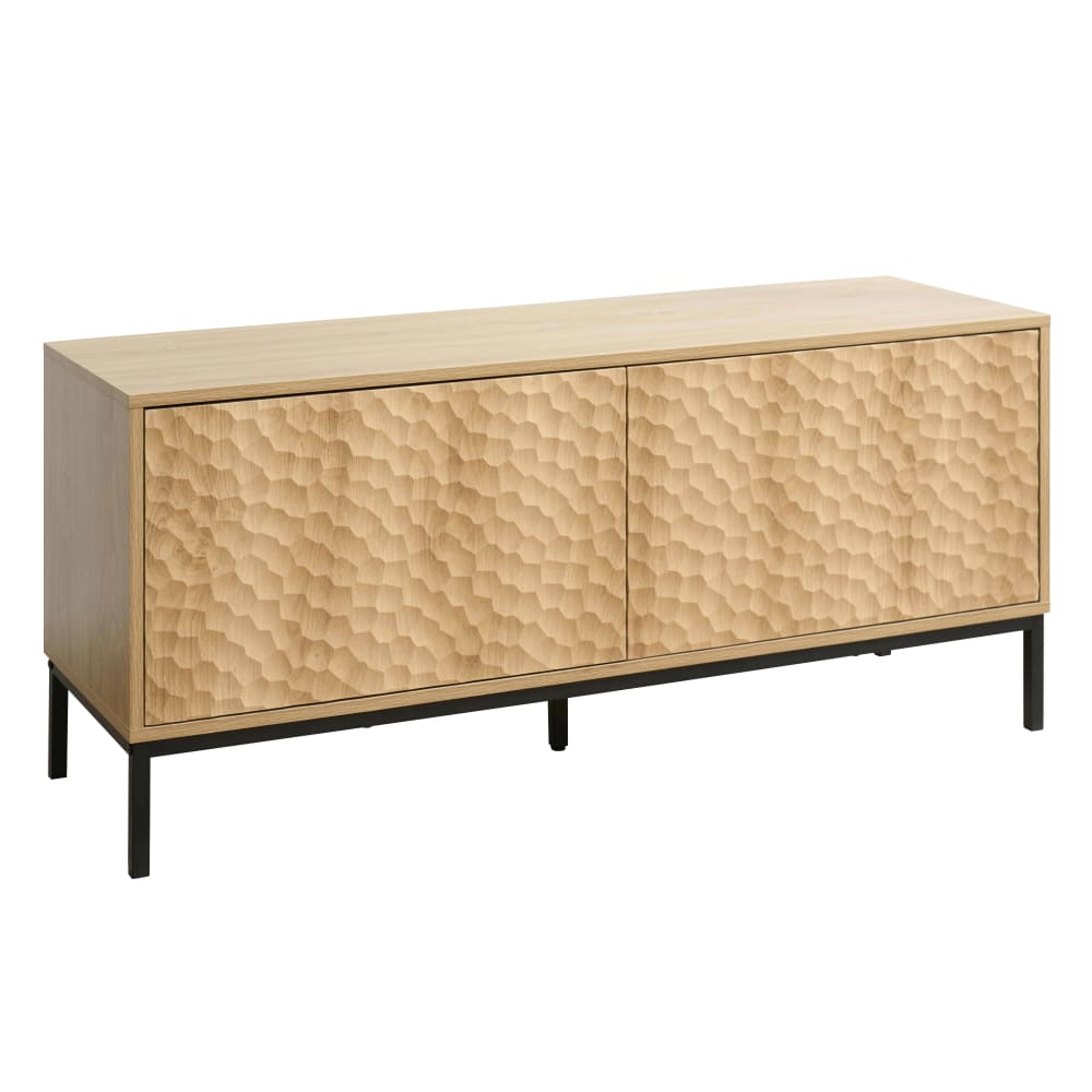 Meuble TV rectangulaire 2 portes L120 cm bois clair