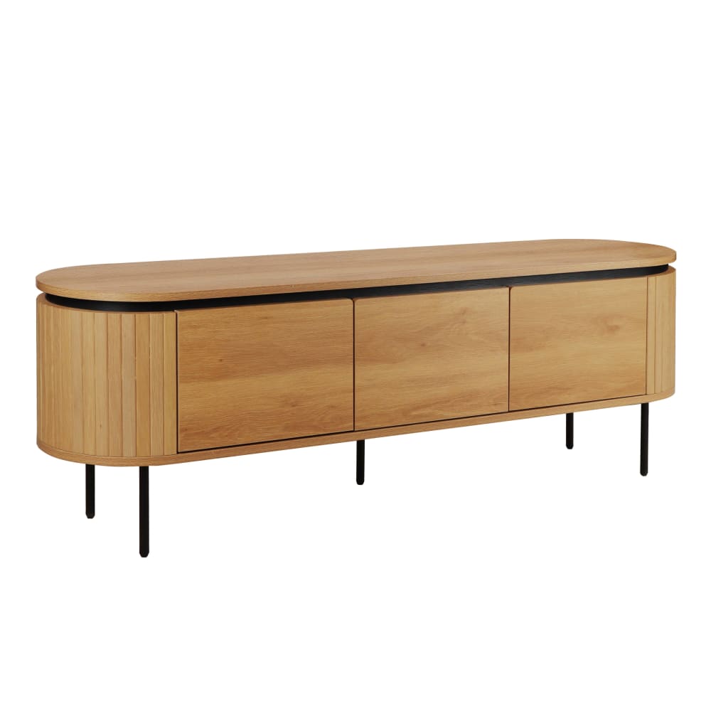 Meuble tv rectangulaire 2 portes l160 cm effet bois clair Meuble tv rectangulaire 2 portes l160 cm effet bois clair