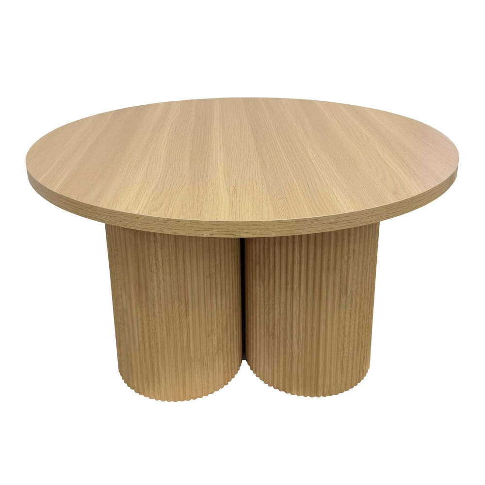 Oviala Runder Couchtisch 80 cm skandinavisches schwarzes Holz Beige Holz