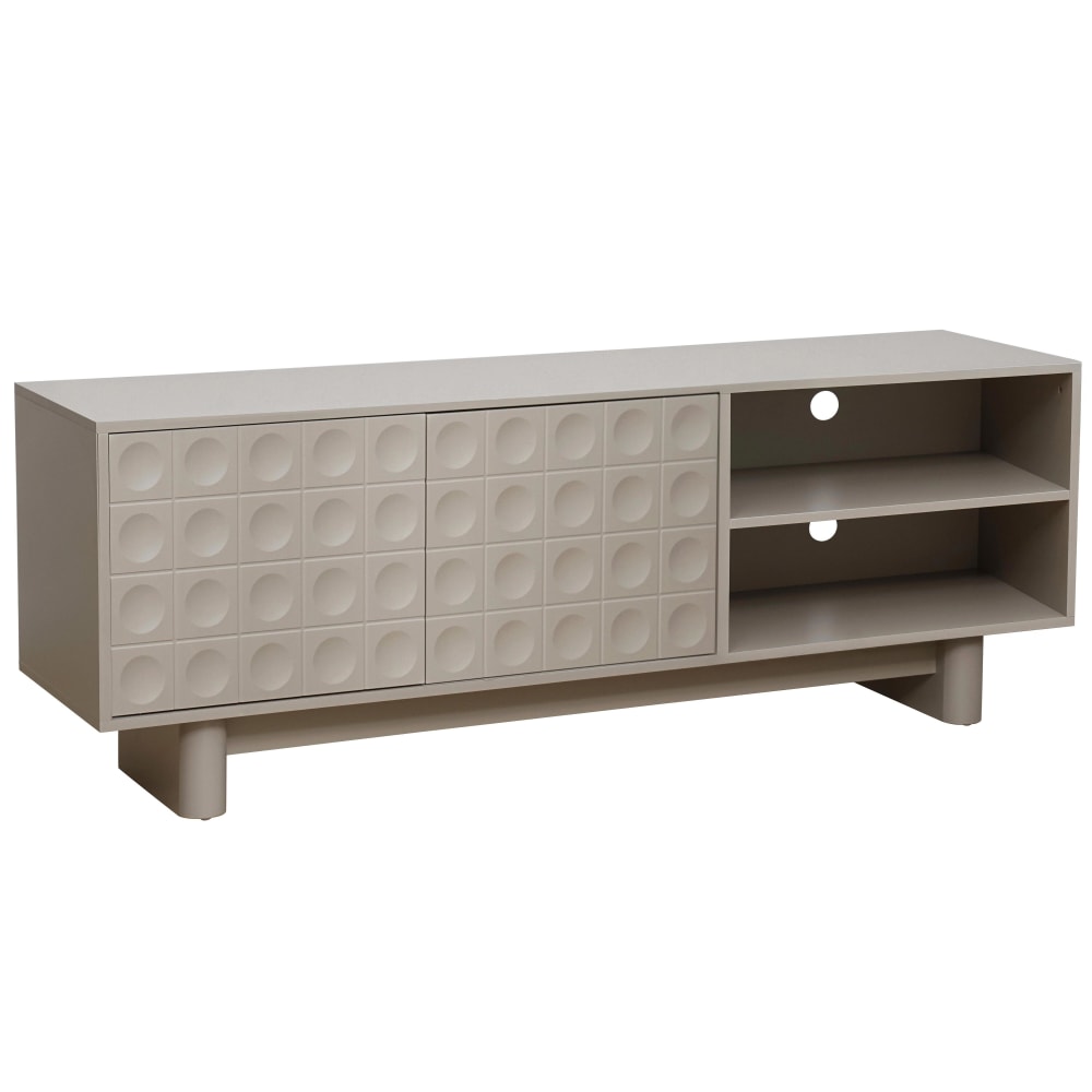 Meuble TV rectangulaire 2 portes L160 cm beige