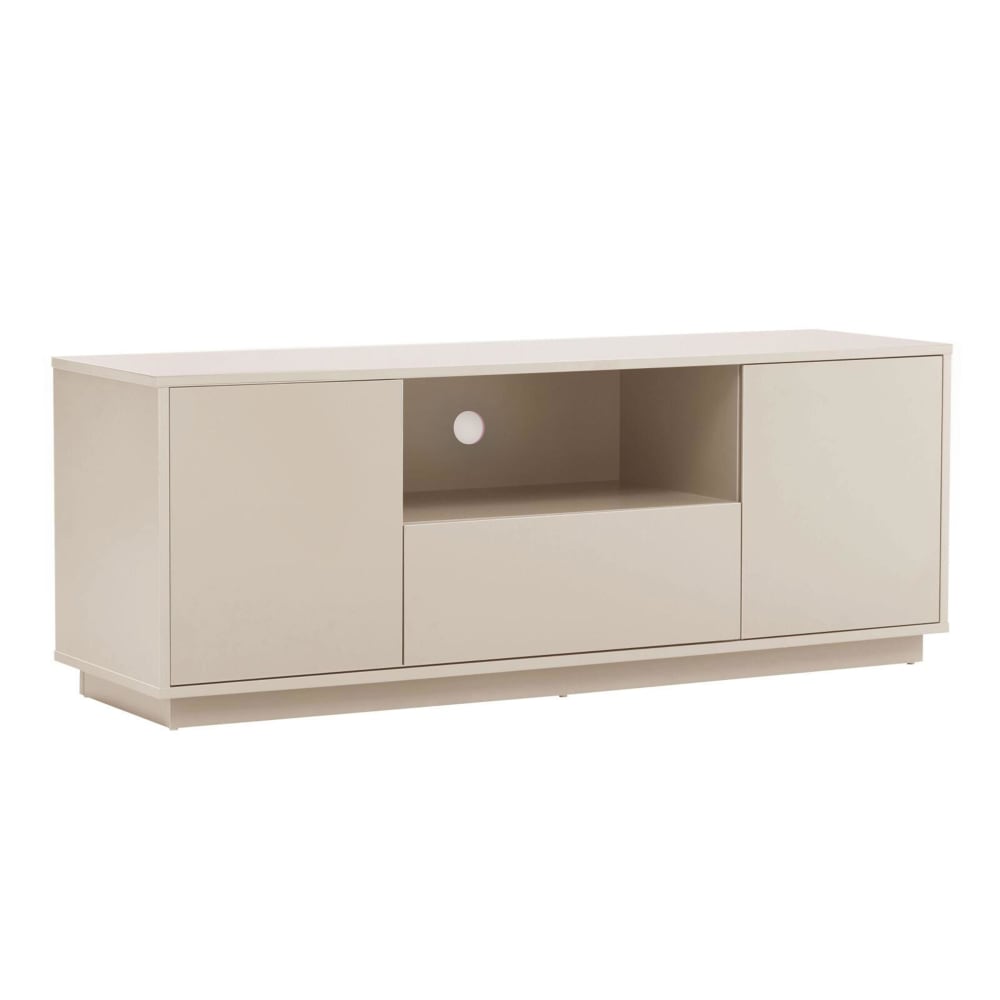 Meuble TV moderne rectangulaire L140 cm écru