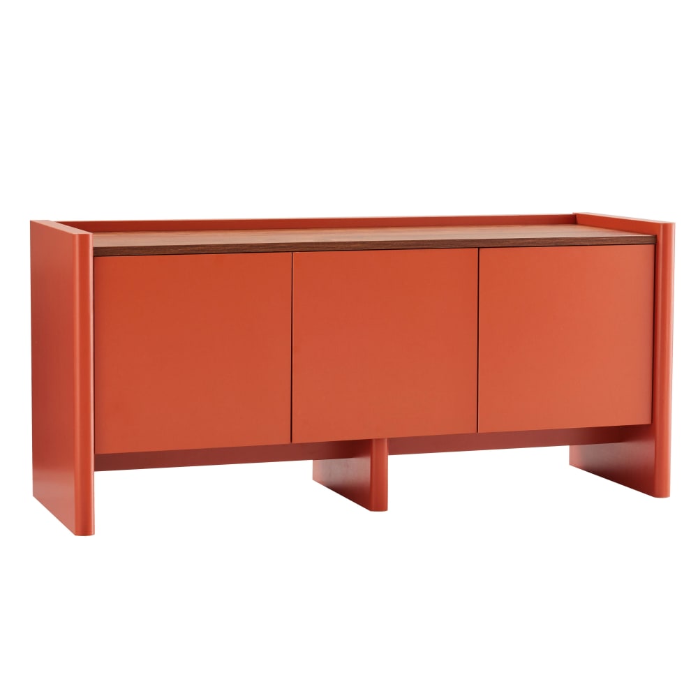Meuble TV uni rétro rectangulaire L120 cm orange