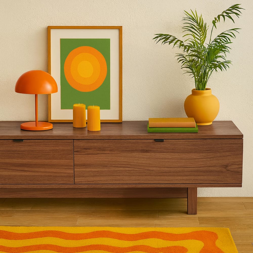 Meuble TV 2 portes rectangulaire L160 cm bois foncé