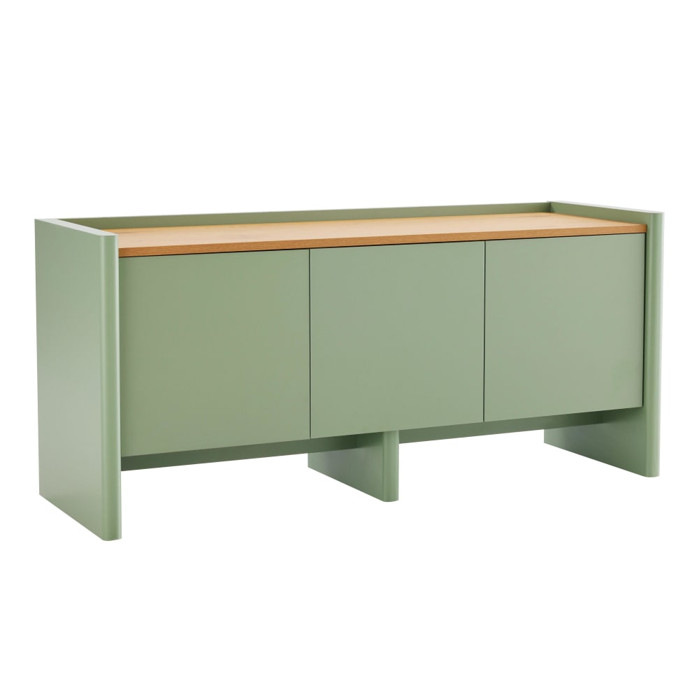 Meuble TV uni rétro rectangulaire L120 cm vert