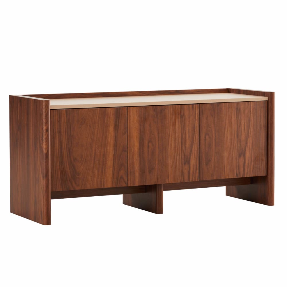 Meuble TV épuré rectangulaire L120 cm bois foncé