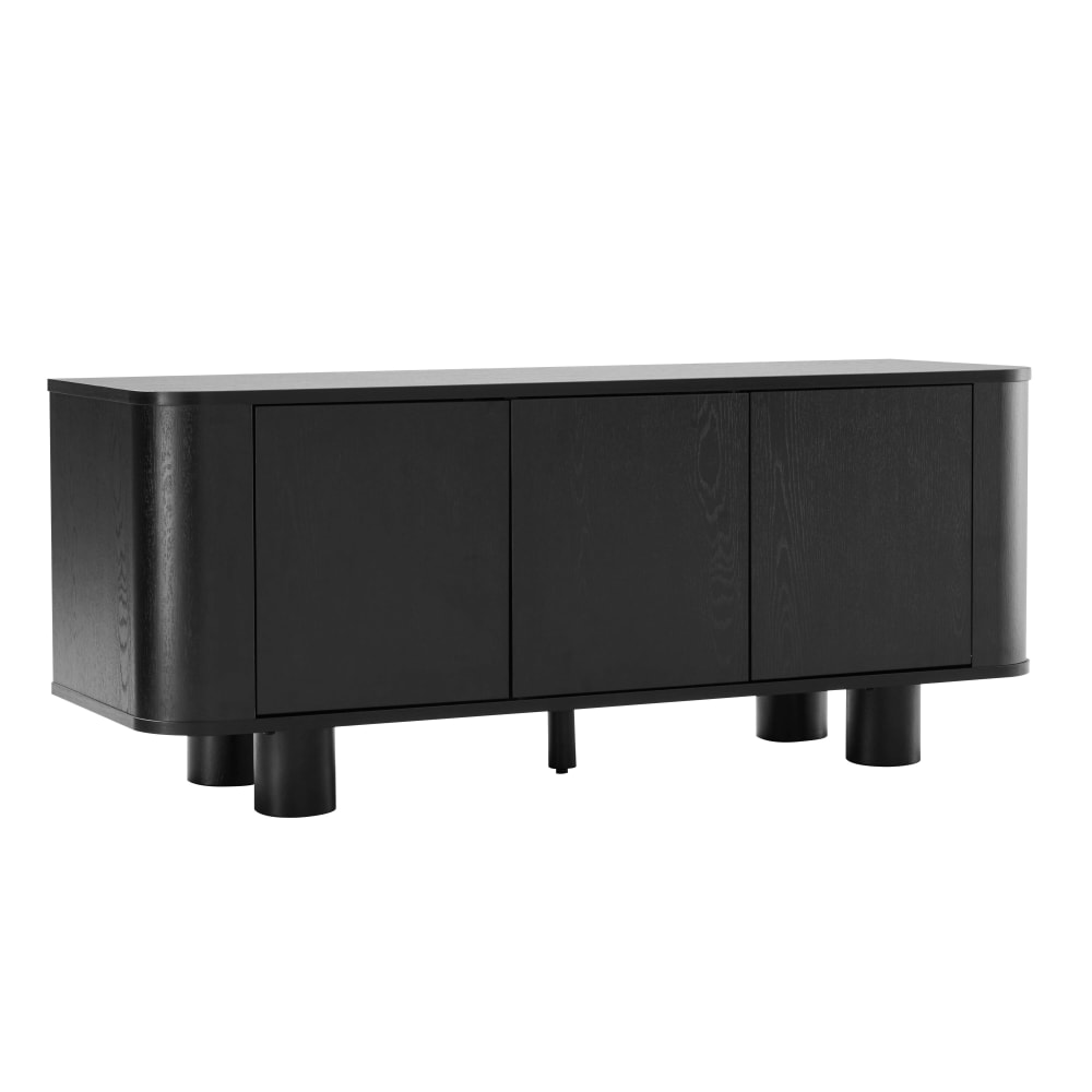 Meuble TV scandinave 3 portes L120 cm bois noir
