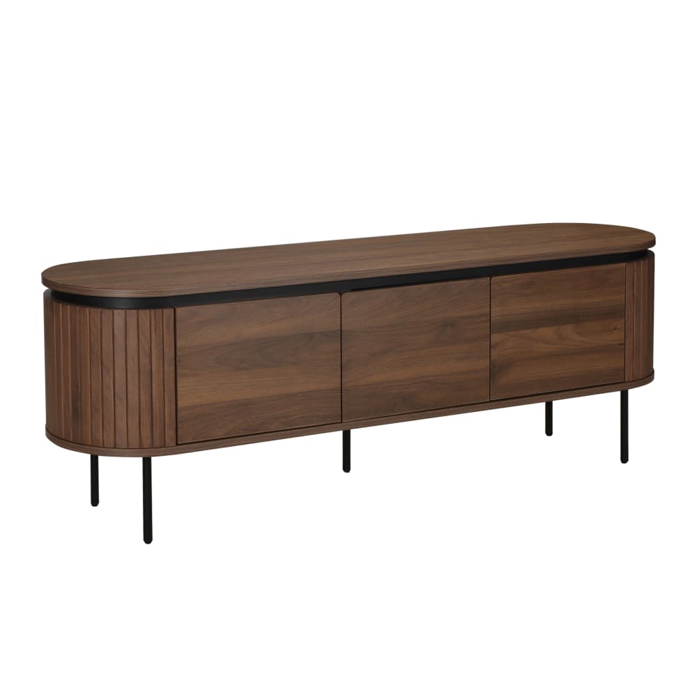 Meuble TV rectangulaire 2 portes L160 cm effet bois foncé