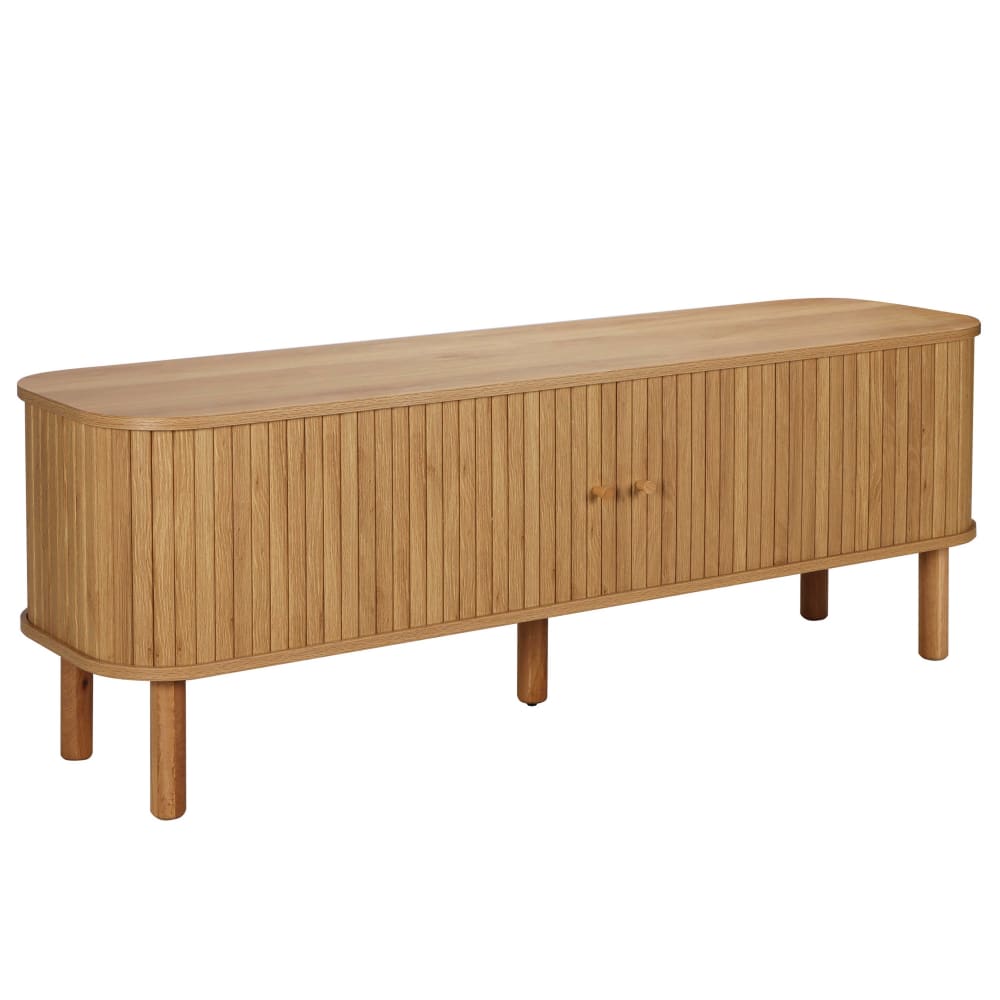 Meuble TV scandinave rectangulaire 2 portes L150 cm effet bois clair