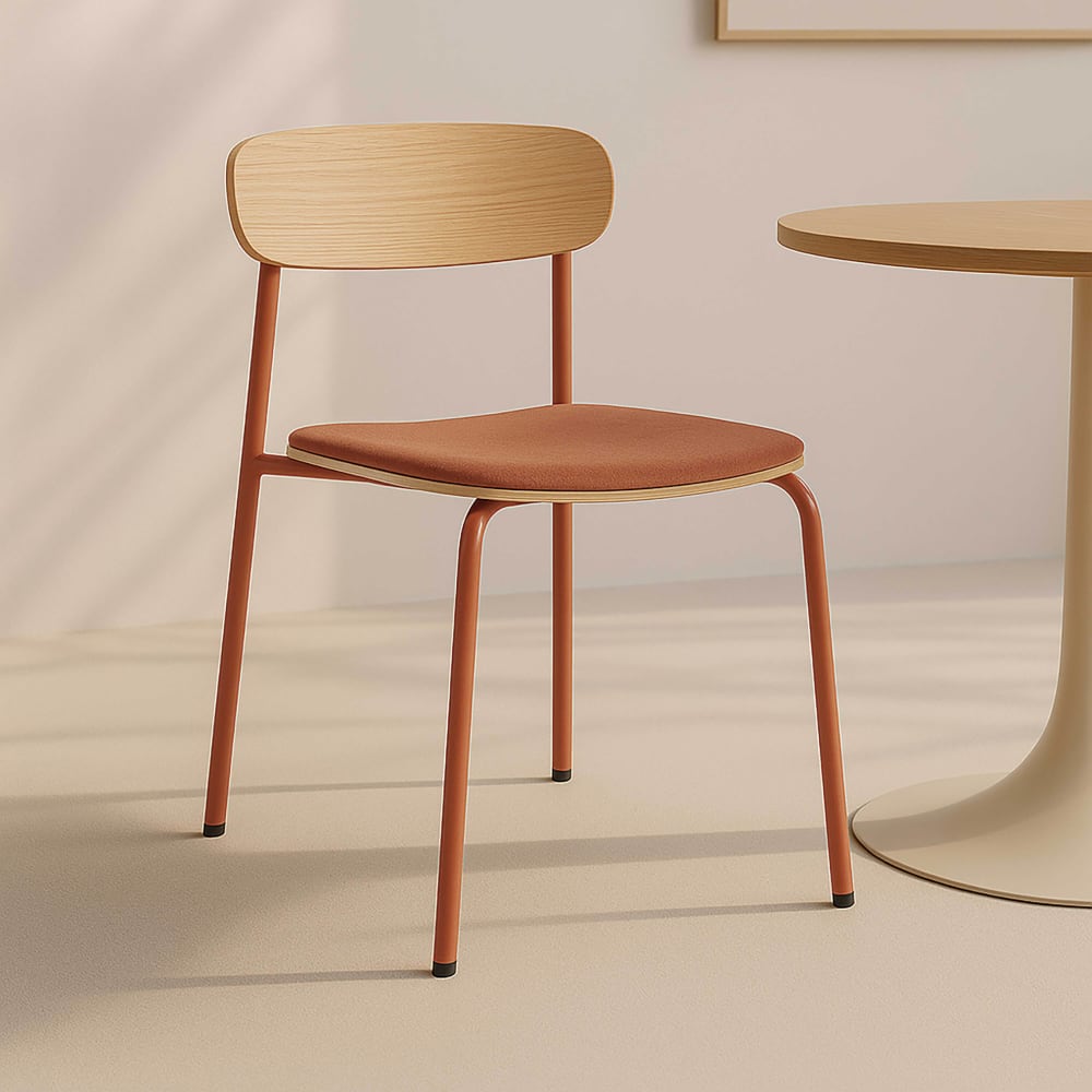 Lot de 2 chaises empilables en bois orange