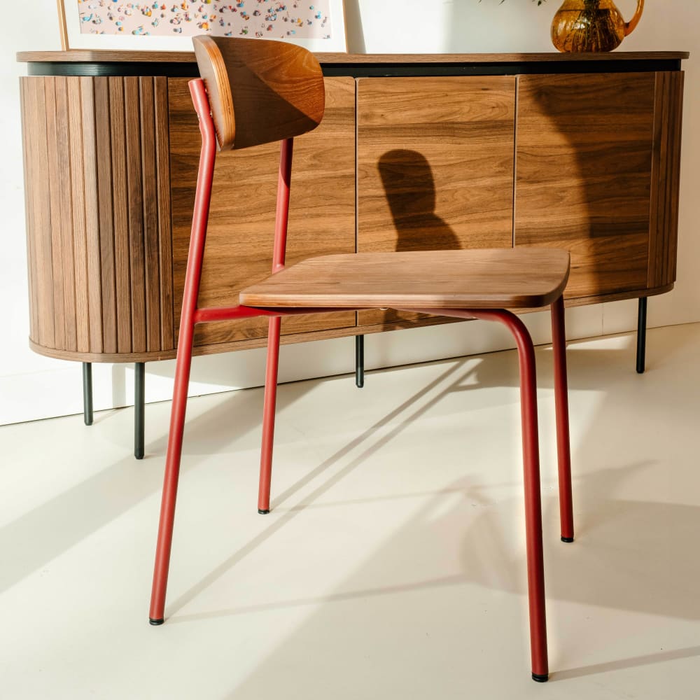 Set mit 2 Stühlen aus burgunderrotem Holz - Maisons Du Monde