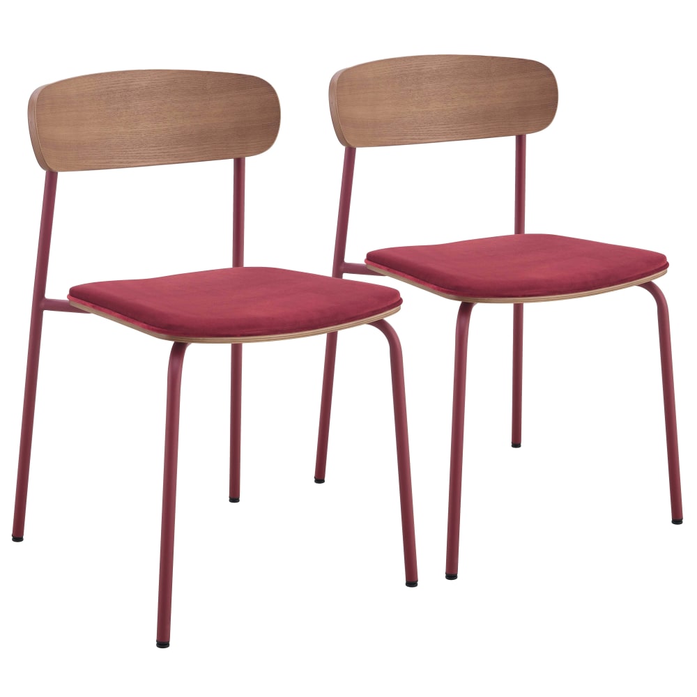 Lot de 2 chaises empilables en bois bordeaux
