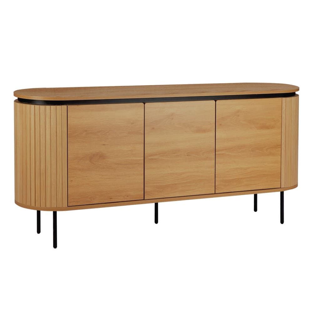 Buffet 3 portes moderne rectangulaire L160 cm bois clair