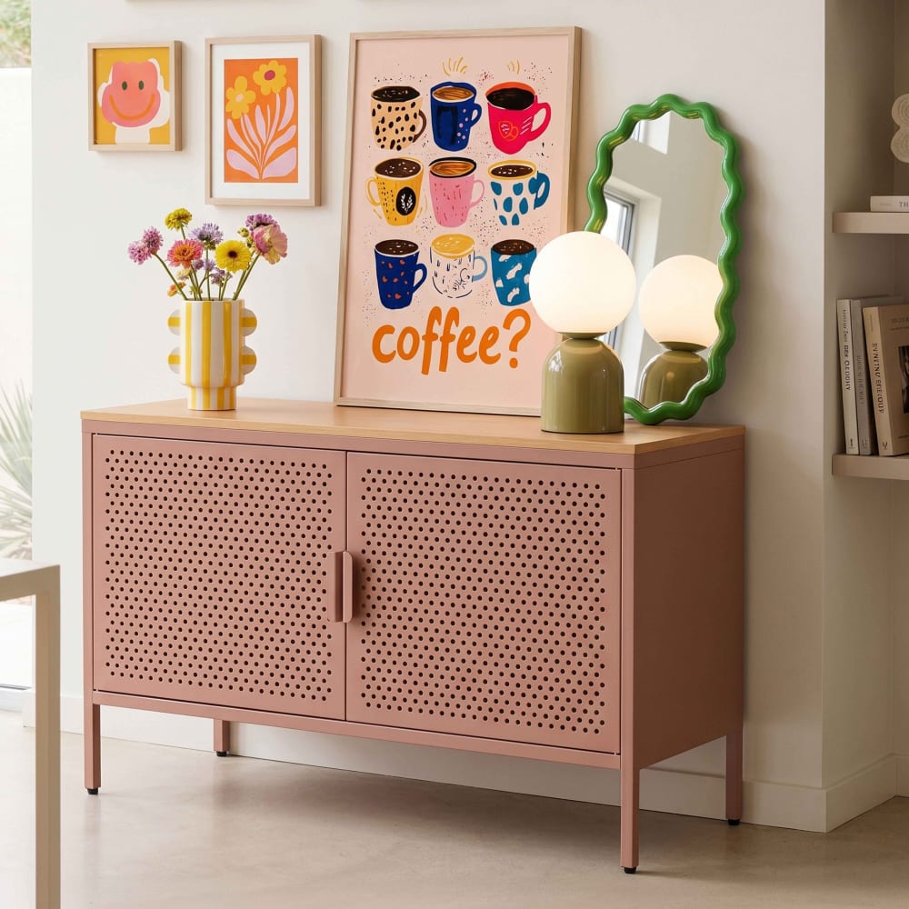 Modernes Sideboard mit 2 Türen L 100 cm aus braunem Metall -