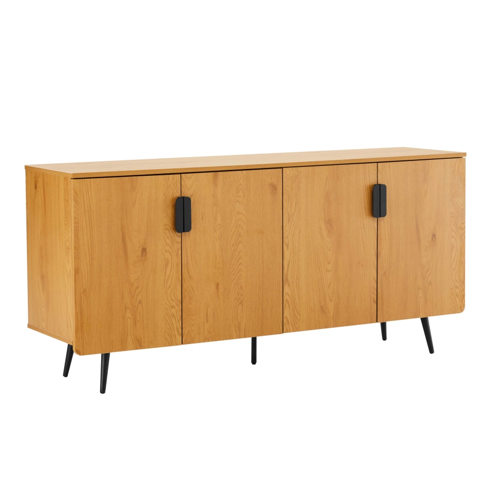 Buffet moderne 4 portes 160 cm bois clair